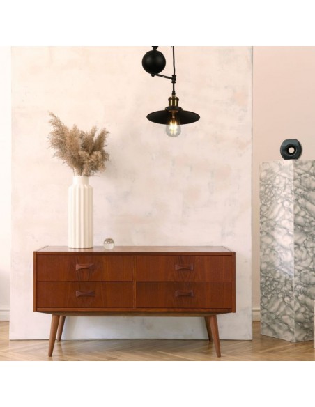 3845-Lampadario LED in Metallo ad Altezza Regolabile con Portalampada E Max  Colore Nero-3