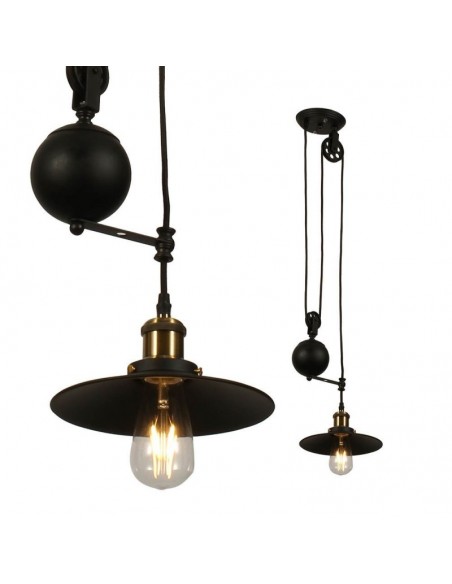 3845-Lampadario LED in Metallo ad Altezza Regolabile con Portalampada E Max  Colore Nero-7