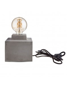 3851-Lampada LED da Tavolo Quadrata con Portalampada E Max  Base in Calcestruzzo-1