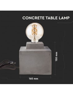 3851-Lampada LED da Tavolo Quadrata con Portalampada E Max  Base in Calcestruzzo-1 2