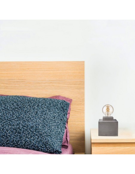 3851-Lampada LED da Tavolo Quadrata con Portalampada E Max  Base in Calcestruzzo-3