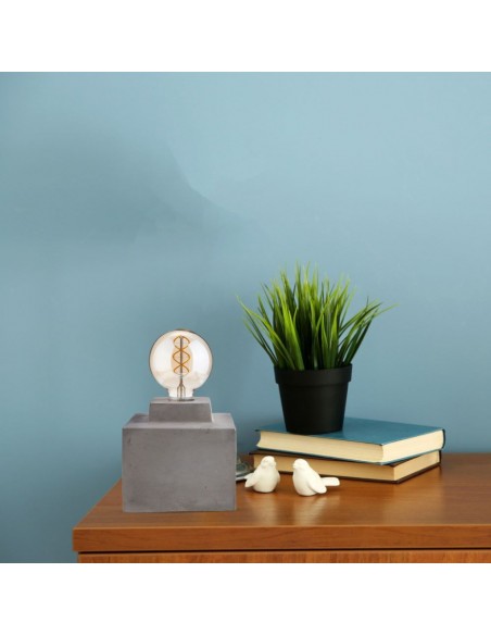 3851-Lampada LED da Tavolo Quadrata con Portalampada E Max  Base in Calcestruzzo-4