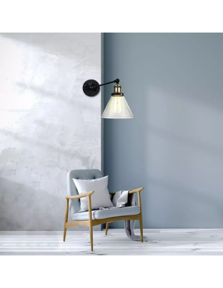 3862-Lampada LED da Muro con Campana in Vetro Portalampada E Max  d mm IP-3