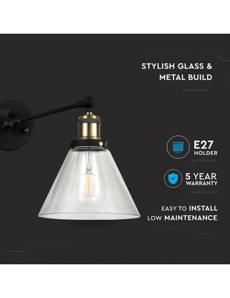 3862-Lampada LED da Muro con Campana in Vetro Portalampada E Max  d mm IP-5