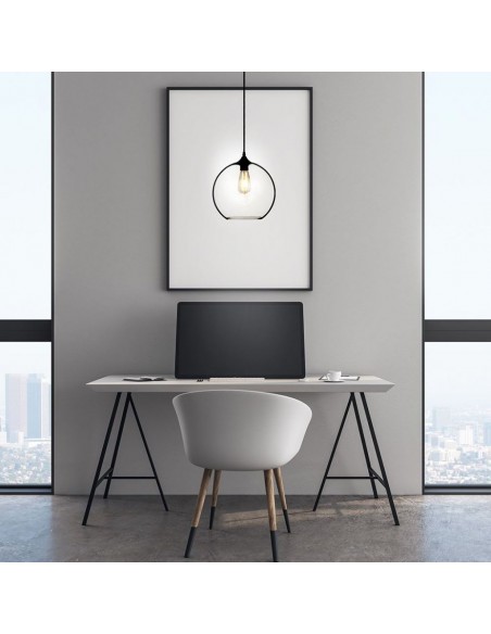 3865-Lampadario LED a Sfera in Vetro con Portalampada E Max  Colore Trasparente-4