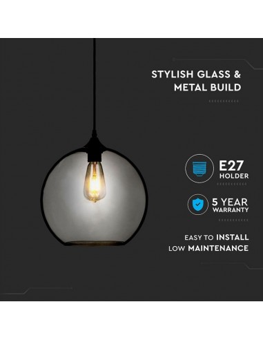 3865-Lampadario LED a Sfera in Vetro con Portalampada E Max  Colore Trasparente-5