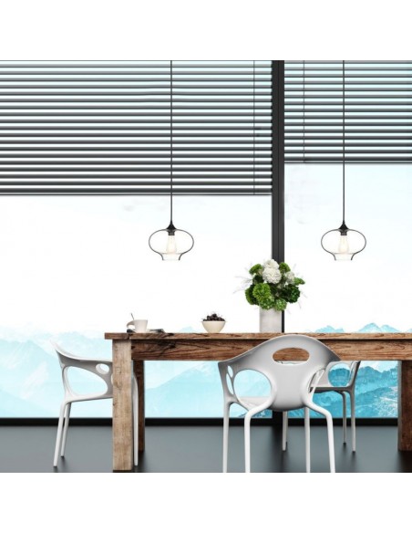 3867-Lampadario LED ad Ampolla in Vetro con Portalampada E Max  Colore Trasparente-3