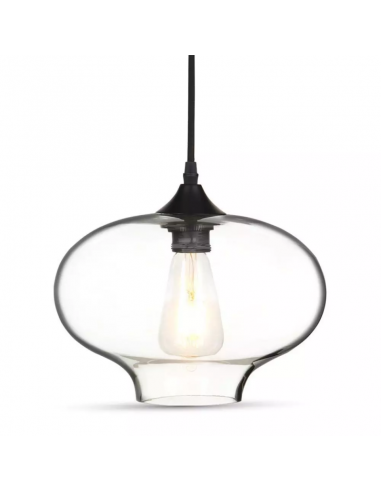 3867-Lampadario LED ad Ampolla in Vetro con Portalampada E Max  Colore Trasparente-5