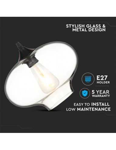 3867-Lampadario LED ad Ampolla in Vetro con Portalampada E Max  Colore Trasparente-6