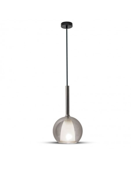 3877-Lampadario LED in Vetro con Portalampada Doppio E Max  Colore Bianco e Grigio d mm-1