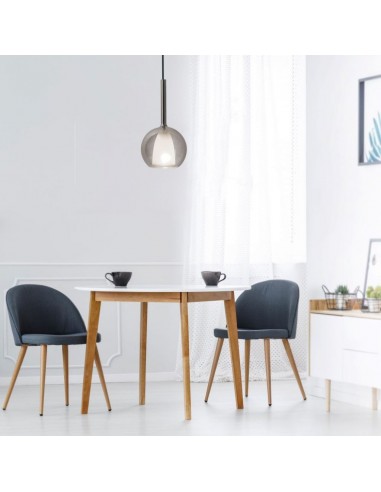 3877-Lampadario LED in Vetro con Portalampada Doppio E Max  Colore Bianco e Grigio d mm-4