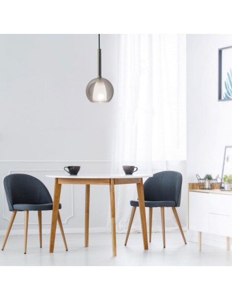 3877-Lampadario LED in Vetro con Portalampada Doppio E Max  Colore Bianco e Grigio d mm-4