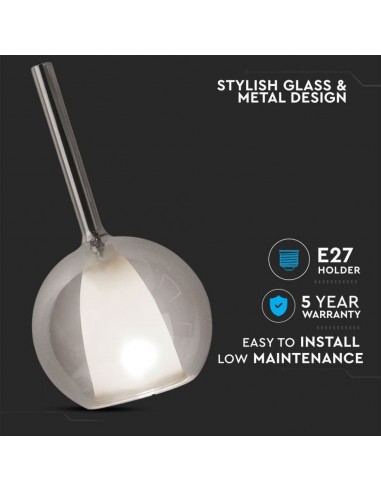 3877-Lampadario LED in Vetro con Portalampada Doppio E Max  Colore Bianco e Grigio d mm-5