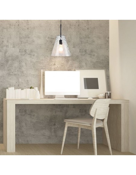 3881-Lampadario LED a Cono in Vetro con Portalampada E Max  Colore Trasparente-4