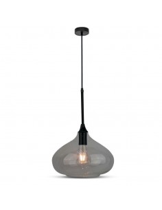 3885-Lampadario LED a Goccia in Vetro Lucido con Portalampada E Max  Colore Nero-1