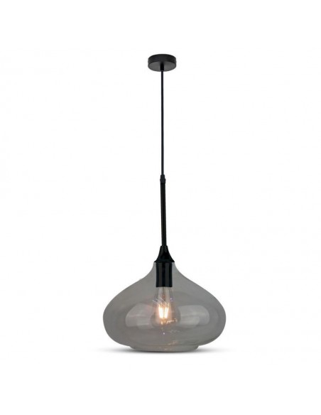 3885-Lampadario LED a Goccia in Vetro Lucido con Portalampada E Max  Colore Nero-1