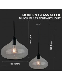 3885-Lampadario LED a Goccia in Vetro Lucido con Portalampada E Max  Colore Nero-1 2