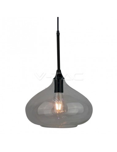 3885-Lampadario LED a Goccia in Vetro Lucido con Portalampada E Max  Colore Nero-6