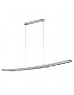 3898-Lampadario LED a Sospensione Curvo in Metallo a Specchio con Copertura in Vetro  Colore Cromato -1