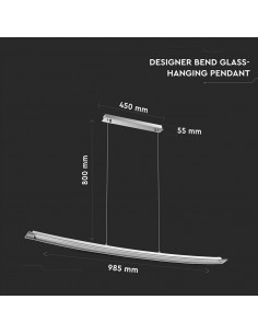 3898-Lampadario LED a Sospensione Curvo in Metallo a Specchio con Copertura in Vetro  Colore Cromato -1 2