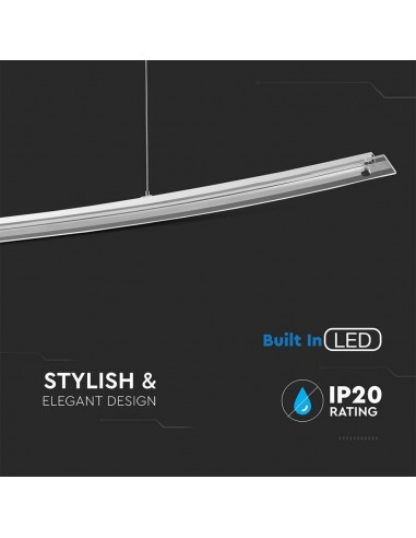 3898-Lampadario LED a Sospensione Curvo in Metallo a Specchio con Copertura in Vetro  Colore Cromato -5