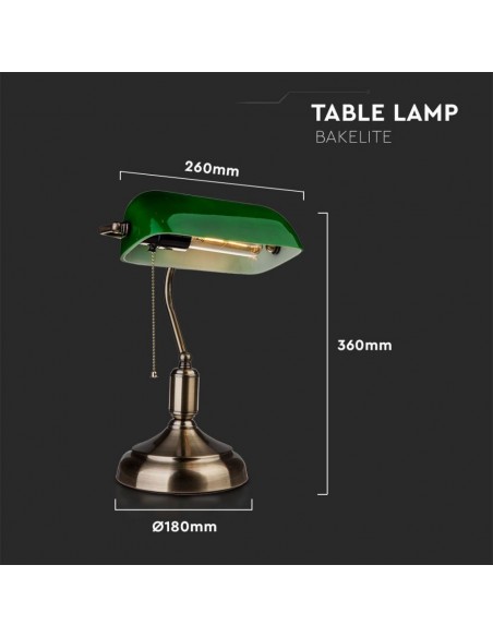 3912-Lampada LED da Tavolo Vintage in Metallo con Portalampada E Diffusore Inclinabile di  in Vetro Colore Verde-2