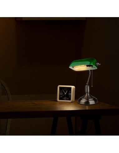 3912-Lampada LED da Tavolo Vintage in Metallo con Portalampada E Diffusore Inclinabile di  in Vetro Colore Verde-3