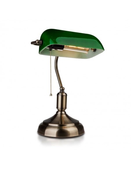 3912-Lampada LED da Tavolo Vintage in Metallo con Portalampada E Diffusore Inclinabile di  in Vetro Colore Verde-5