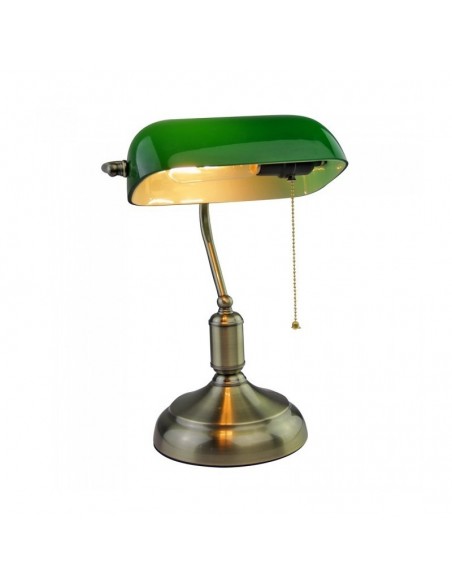 Lampada LED da Tavolo Vintage in Metallo con Portalampada E27 Diffusore Inclinabile di 90° in Vetro Verde