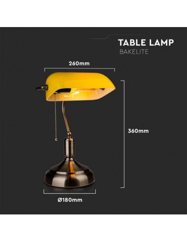 3914-Lampada LED da Tavolo Vintage in Metallo con Portalampada E Diffusore Inclinabile di  in Vetro Colore Giallo-2