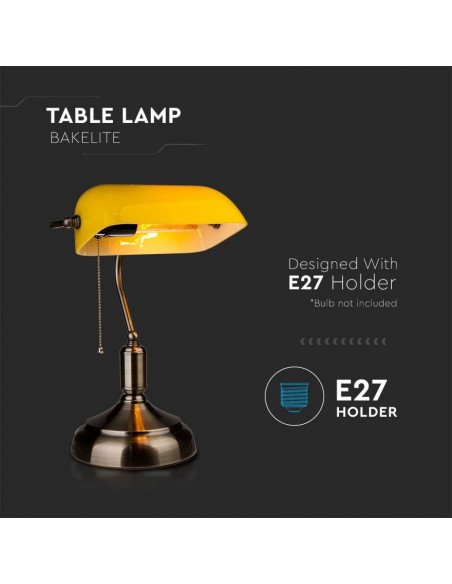 3914-Lampada LED da Tavolo Vintage in Metallo con Portalampada E Diffusore Inclinabile di  in Vetro Colore Giallo-5