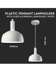 3920-Lampadario LED con Paralume in Alluminio e Portalampada E Max  Colore Bianco-1 2