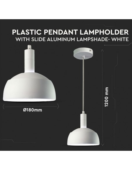 3920-Lampadario LED con Paralume in Alluminio e Portalampada E Max  Colore Bianco-2