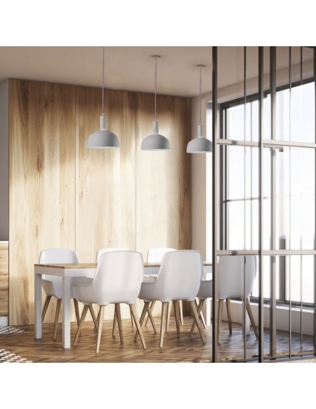 3920-Lampadario LED con Paralume in Alluminio e Portalampada E Max  Colore Bianco-3