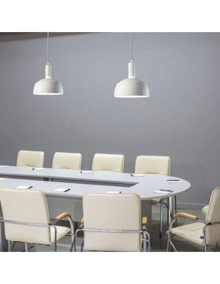 3920-Lampadario LED con Paralume in Alluminio e Portalampada E Max  Colore Bianco-4