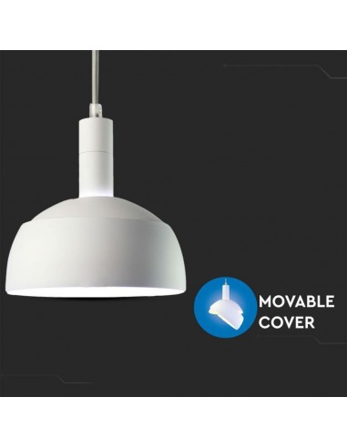 3920-Lampadario LED con Paralume in Alluminio e Portalampada E Max  Colore Bianco-6