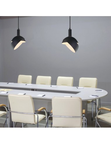 3921-Lampadario LED con Paralume in Alluminio e Portalampada E Max  Colore Nero-3