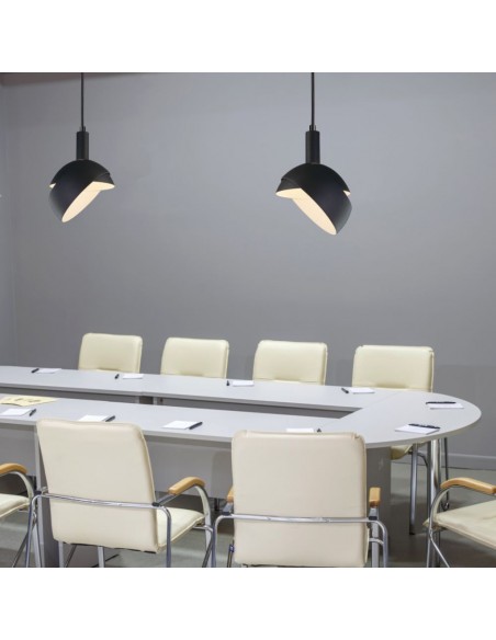 3921-Lampadario LED con Paralume in Alluminio e Portalampada E Max  Colore Nero-3