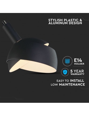 3921-Lampadario LED con Paralume in Alluminio e Portalampada E Max  Colore Nero-5