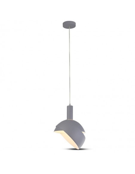 3922-Lampadario LED con Paralume in Alluminio e Portalampada E Max  Colore Grigio-1
