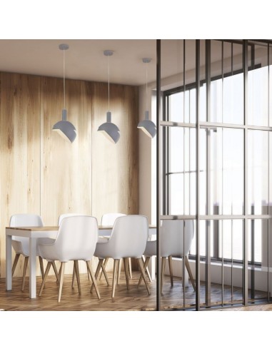 3922-Lampadario LED con Paralume in Alluminio e Portalampada E Max  Colore Grigio-3