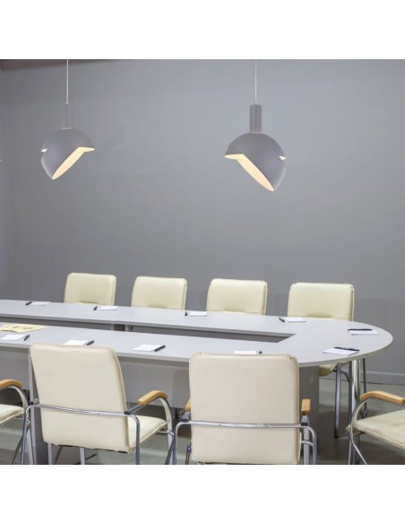 3922-Lampadario LED con Paralume in Alluminio e Portalampada E Max  Colore Grigio-4