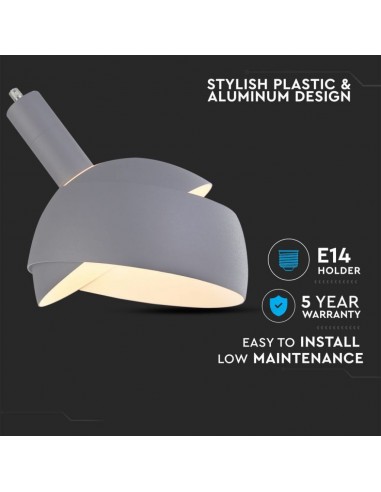3922-Lampadario LED con Paralume in Alluminio e Portalampada E Max  Colore Grigio-5
