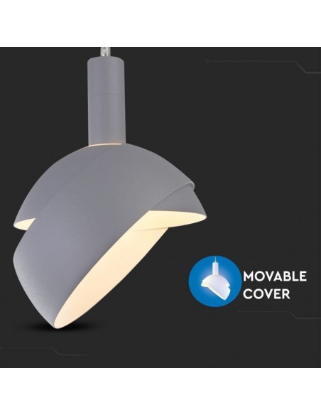 3922-Lampadario LED con Paralume in Alluminio e Portalampada E Max  Colore Grigio-6