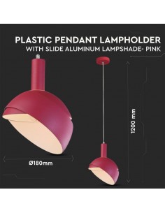 3923-Lampadario LED con Paralume in Alluminio e Portalampada E Max  Colore Rosa-1 2