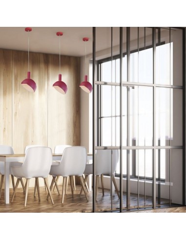 3923-Lampadario LED con Paralume in Alluminio e Portalampada E Max  Colore Rosa-3