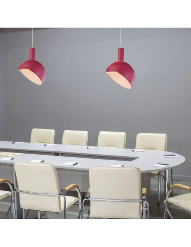 3923-Lampadario LED con Paralume in Alluminio e Portalampada E Max  Colore Rosa-4