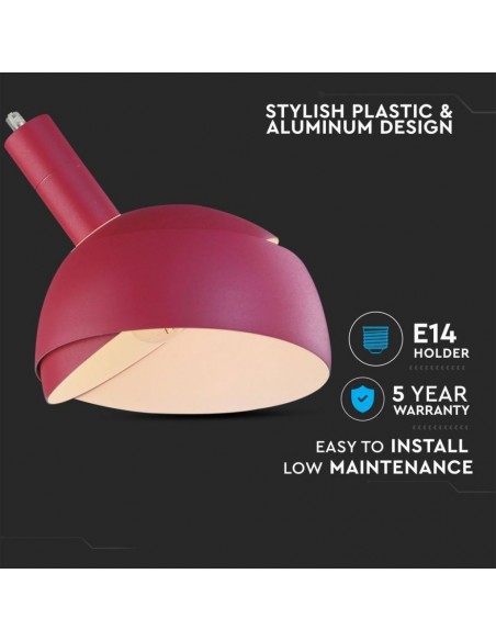 3923-Lampadario LED con Paralume in Alluminio e Portalampada E Max  Colore Rosa-5