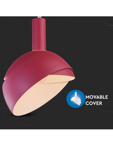 3923-Lampadario LED con Paralume in Alluminio e Portalampada E Max  Colore Rosa-6