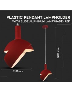 3924-Lampadario LED con Paralume in Alluminio e Portalampada E Max  Colore Rosso-1 2